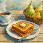 pintura a acuarela de una mesa de desayuno, con IA