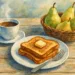 pintura a acuarela de una mesa de desayuno, con IA