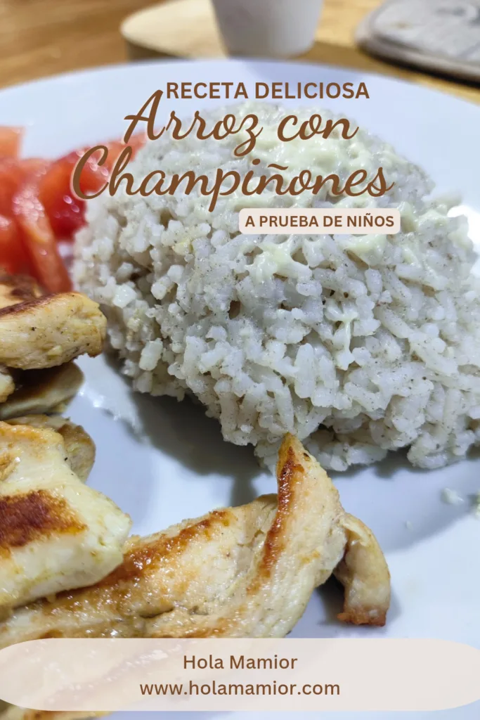 receta Arroz con champinones que comeran niños y adultos.